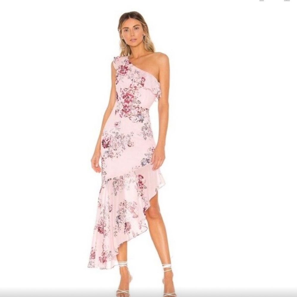 Floral one shoulder midi dress - Michael Costello x Revolve - size M